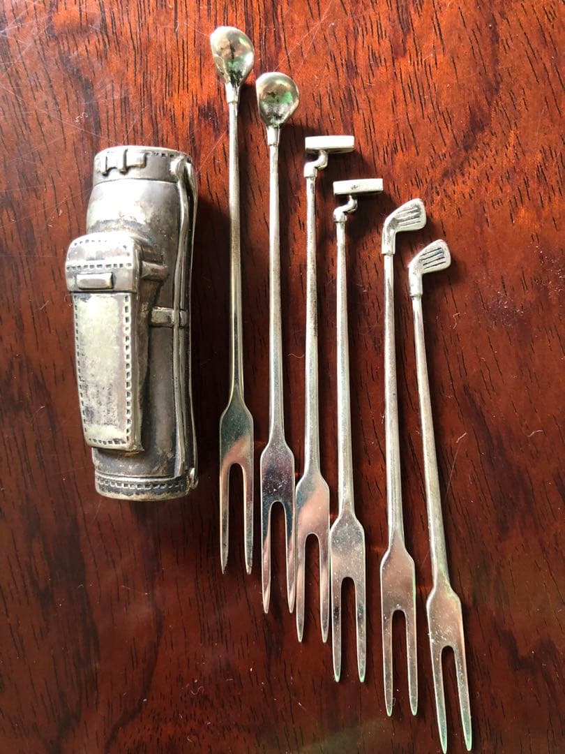 ゴルフモチーフ　シルバー製　フルーツフォークセット