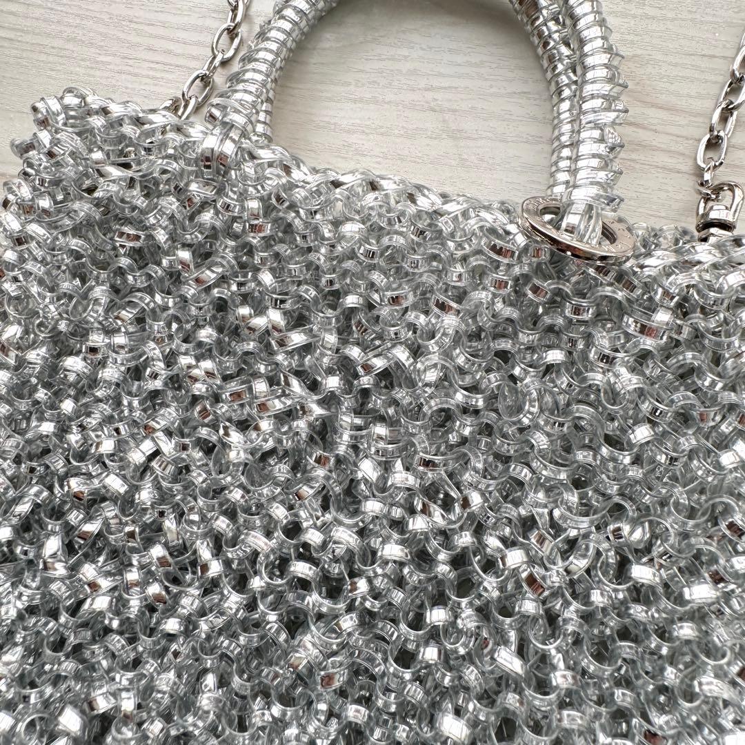 キラキラショルダーバッグ☆シルバー☆取り外し可能なチェーン付き