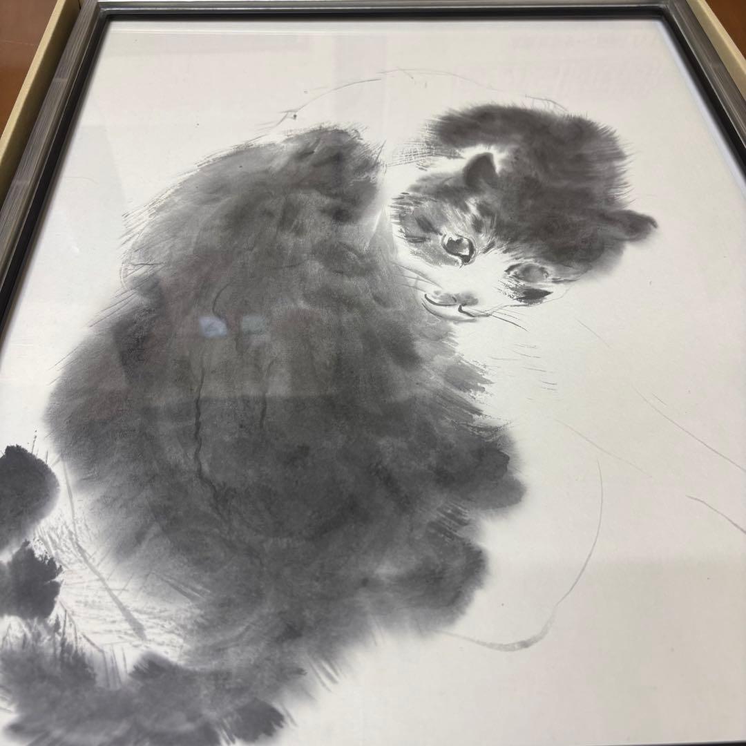 ⭐︎値下げ中⭐︎絵画　竹内栖鳳　【斑猫】　日本画　名画　インテリア　銀十黒
