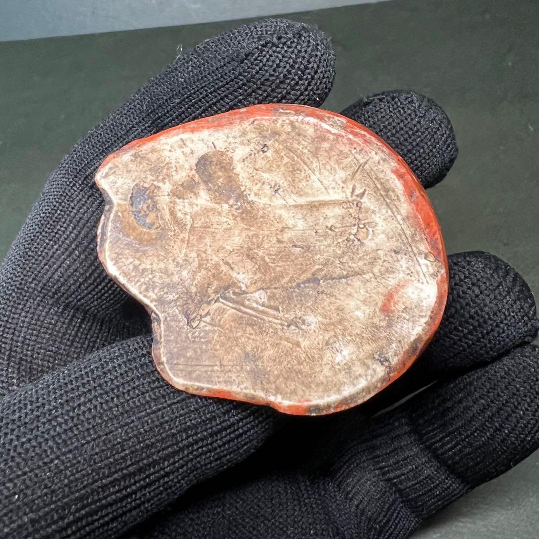 江戸後期〜明治期 古陶 達磨 水滴◎赤釉 だるま 書道具◎文房四宝◎古道具庵々