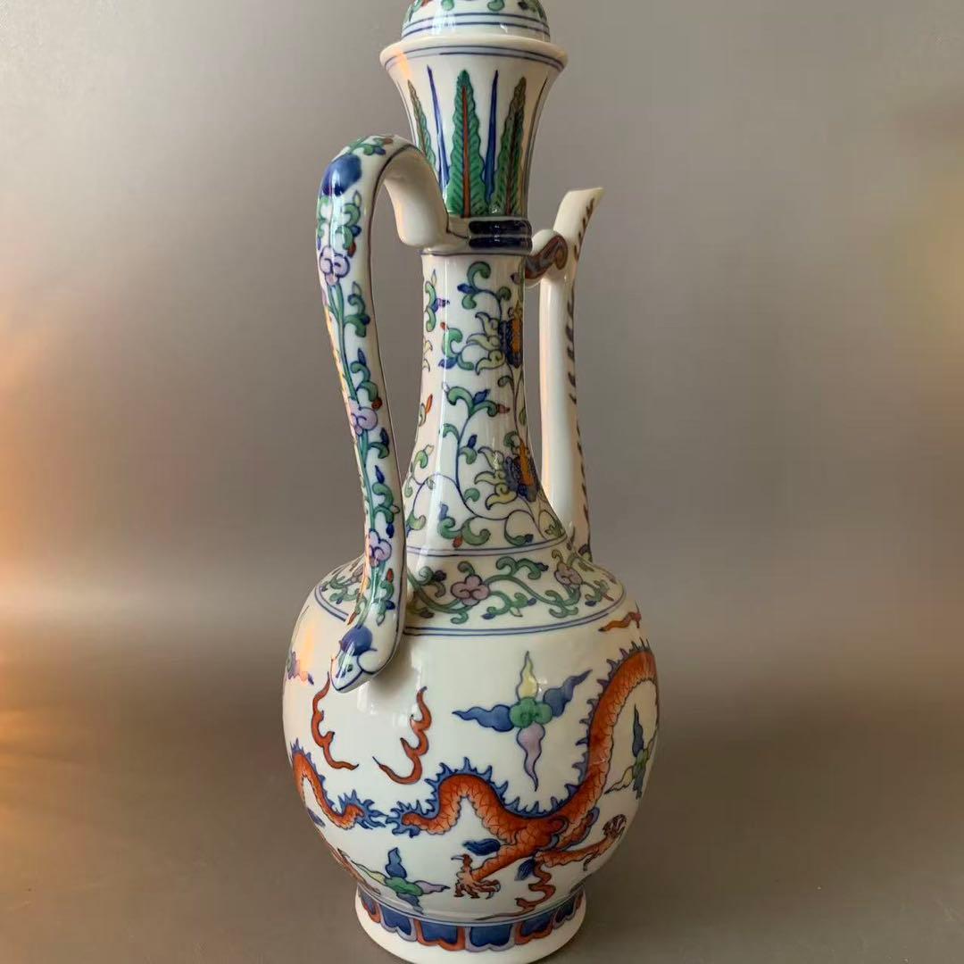 N407, 中国美術　とう彩　水注　大清乾隆年製銘