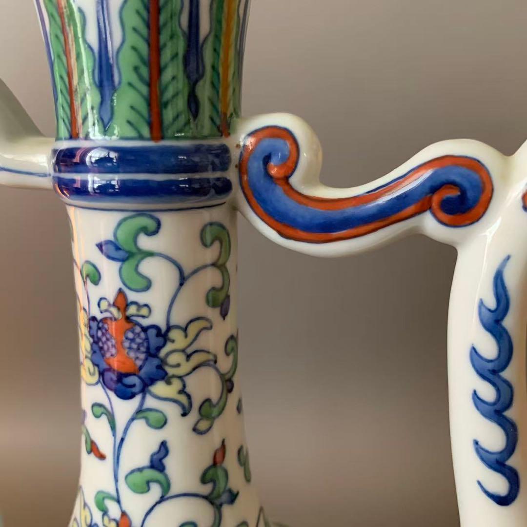 N407, 中国美術　とう彩　水注　大清乾隆年製銘