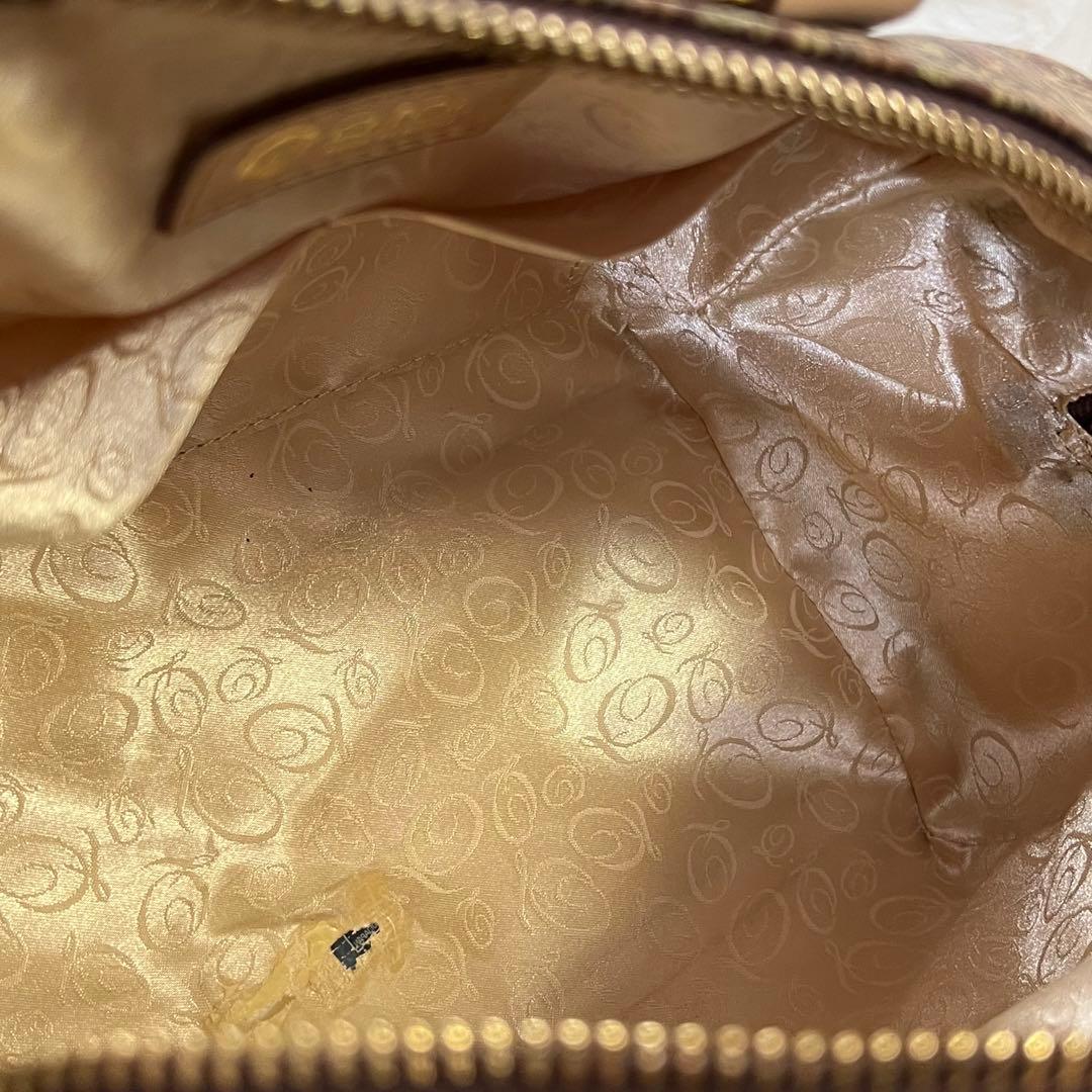 訳あり　Q-pot. ミニボストンバッグ チョコレート柄　ハンドバッグ　2way