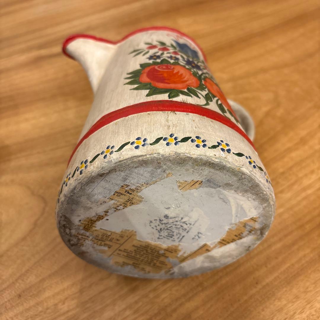 アンティーク　ローズのペイントケトル