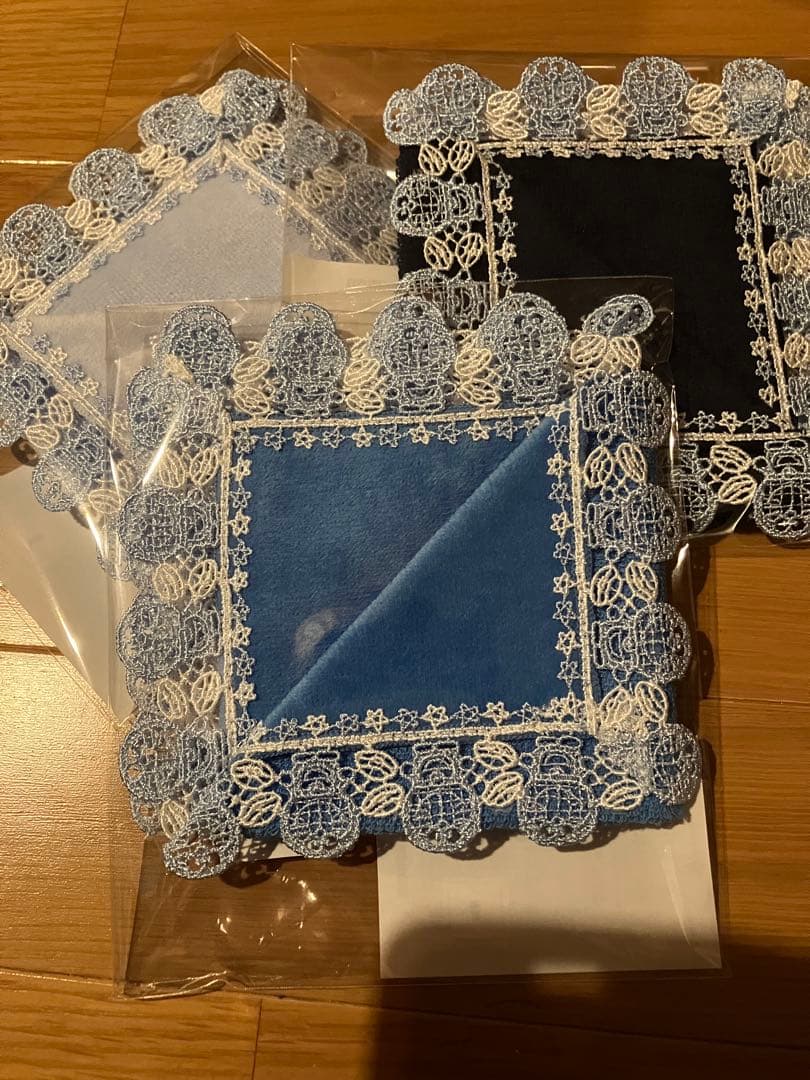 近沢レース　ドラえもんハンカチタオル3色3枚セット、ブルー、ネイビーライトブルー