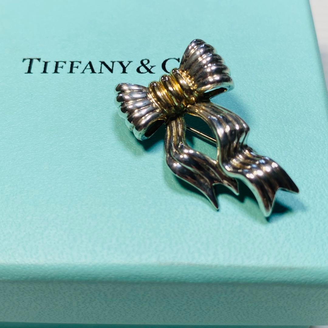 ティファニー　ビンテージリボンブローチ　STR 14K シルバー925 14K