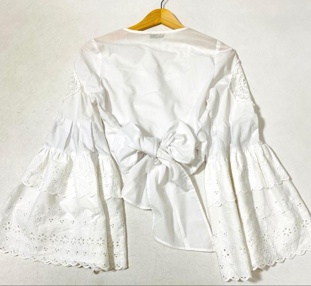 MALION vintage レース袖 カシュクールブラウス