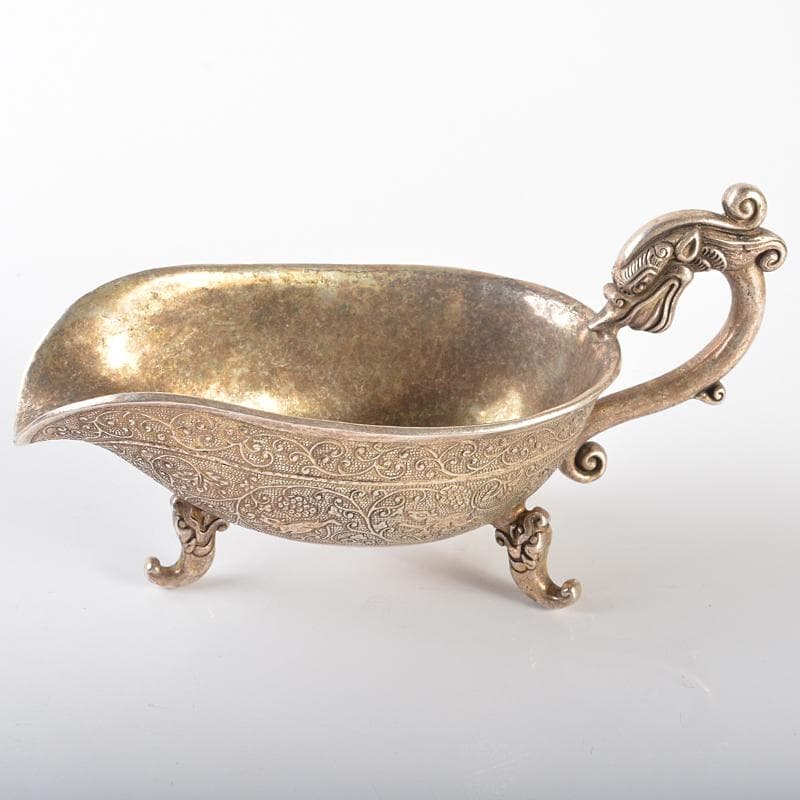 中国　白銅　唐草神獣文　爵　C　R6526E