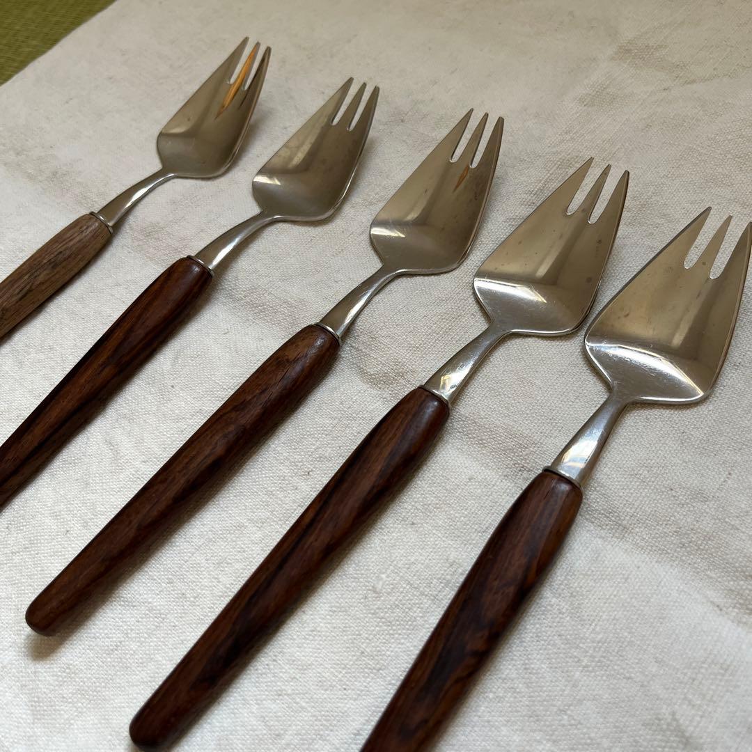 チーク　デザートフォーク　5本セット