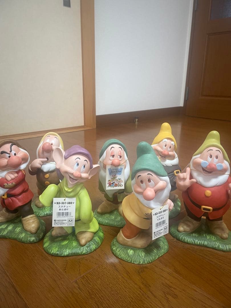 【希少】白雪姫 38cm7人の小人加藤工芸陶器置物 ガーデンオーナメント