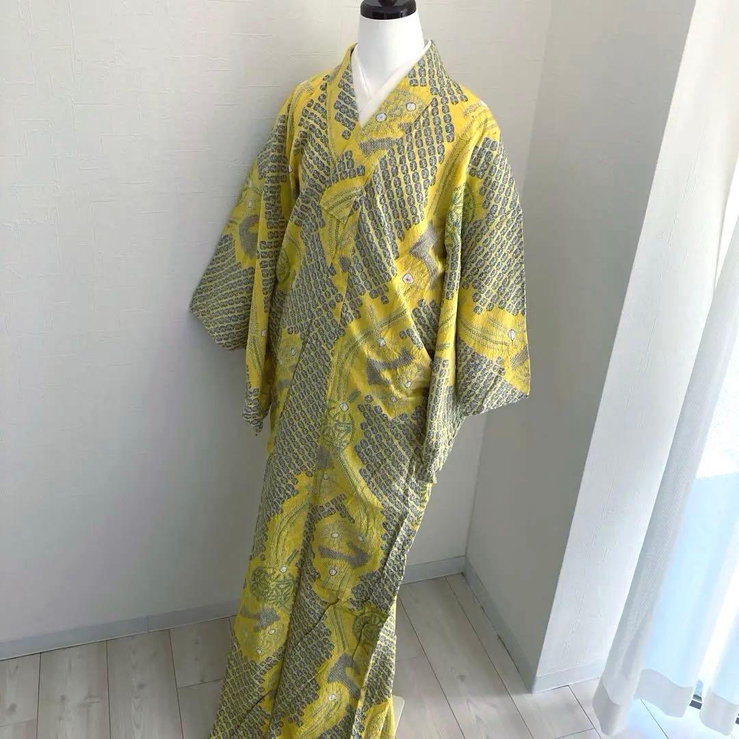 ヒタル 有松絞り浴衣・有松鳴海絞り　158cm マスタードカラーN222