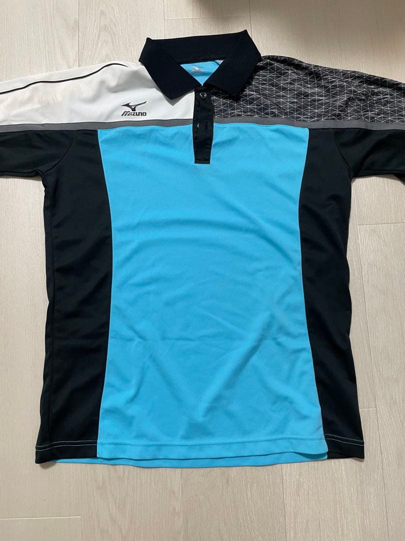 Mizuno ゲームシャツ ポロシャツ 水色/黒/白
