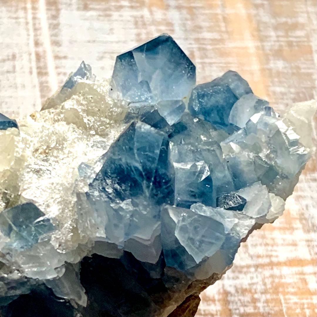 希少！カルサイト共生のセレスティン結晶標本C/原石 鉱物/クラスター