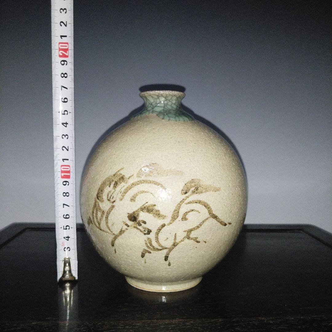 NO651 相馬駒焼　花瓶　田代法橋　馬絵
