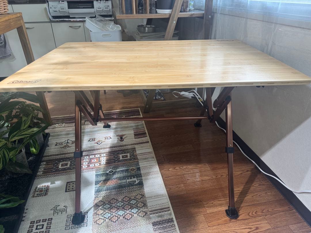 美品！Coleman 折りたたみ式バンブーテーブル