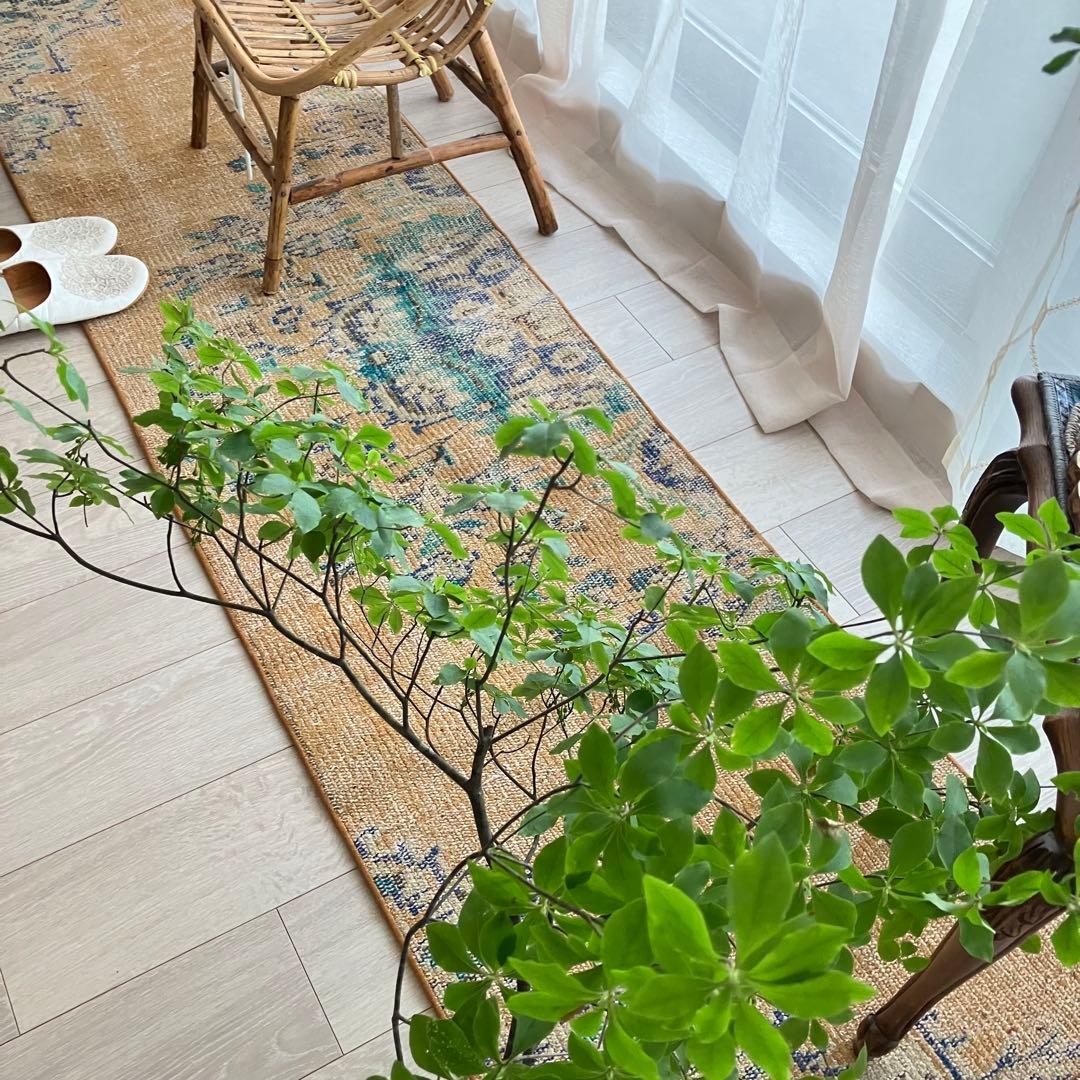 超ロング✳︎57×223 貴重カラー　イエロー　ランナー　トルコヴィンテージラグ