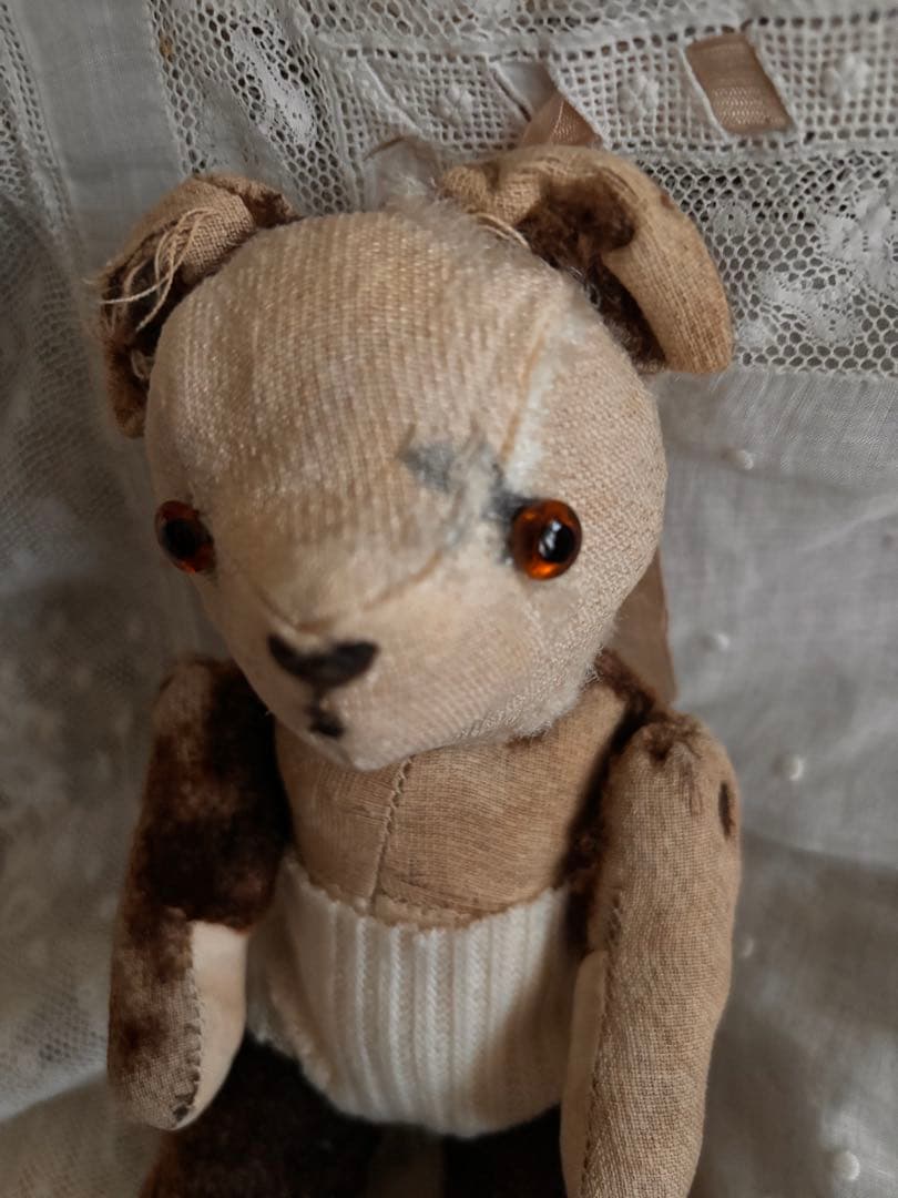 パンダベア　可愛いボロベアくん　ヘアロス　アンティークベア　ヴィンテージベア