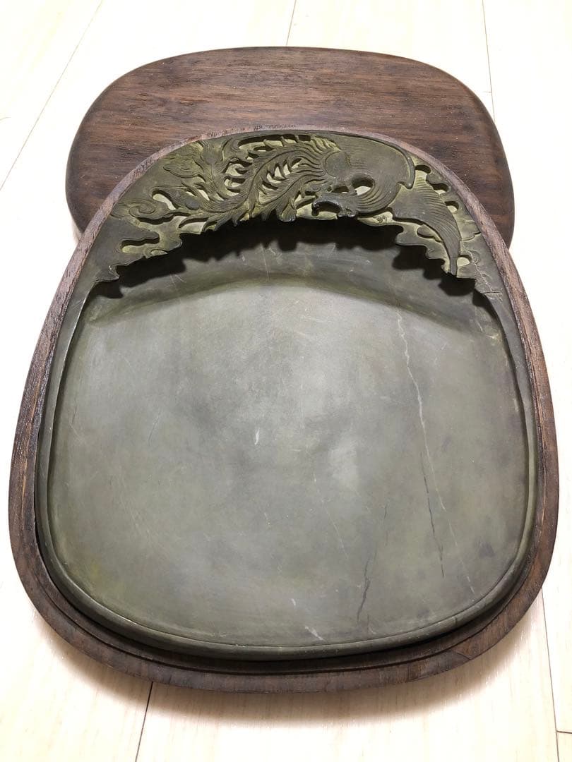 硯 旧老坑 青花 金綫 書道具硯　すずり 端溪硯 水岩 文房四寶 端渓硯