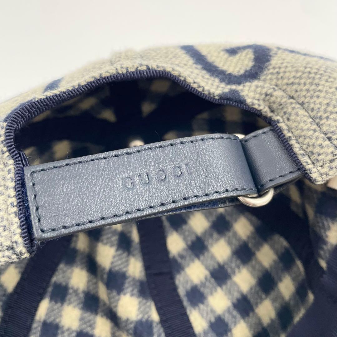 【✨未使用級】 グッチ ベースボールキャップ ジャンボGG コットン レザー