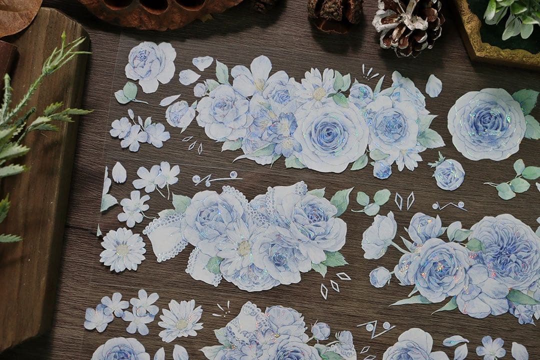 新品　椿山漫藍　PET貝殻光マスキングテープ　マステ