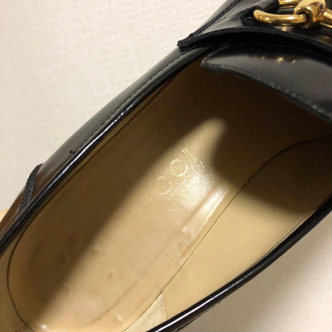 グッチ　GUCCI ホースビット　ローファー　ヒール　ブラック　黒　レザー
