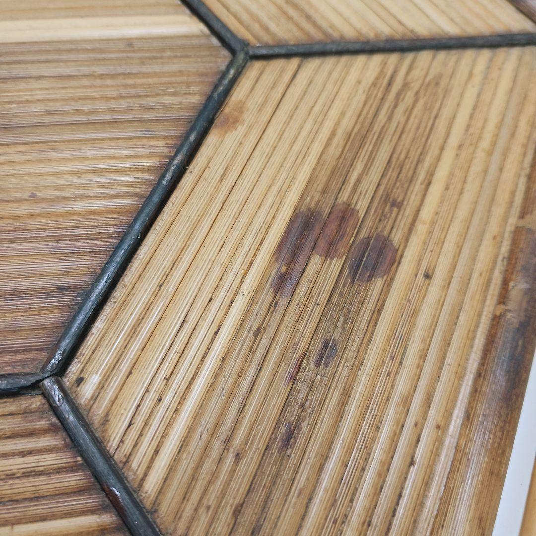 Y179 煎茶道具 紅斑竹 網代網 六角煎茶盆 茶盆　ma　の