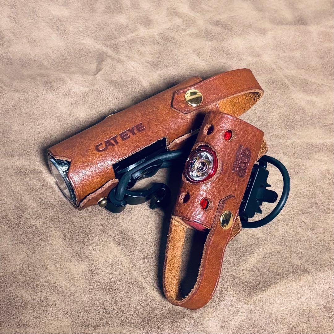 CAT EYE レザー自転車用フロントライト リアライト マワレライトセット