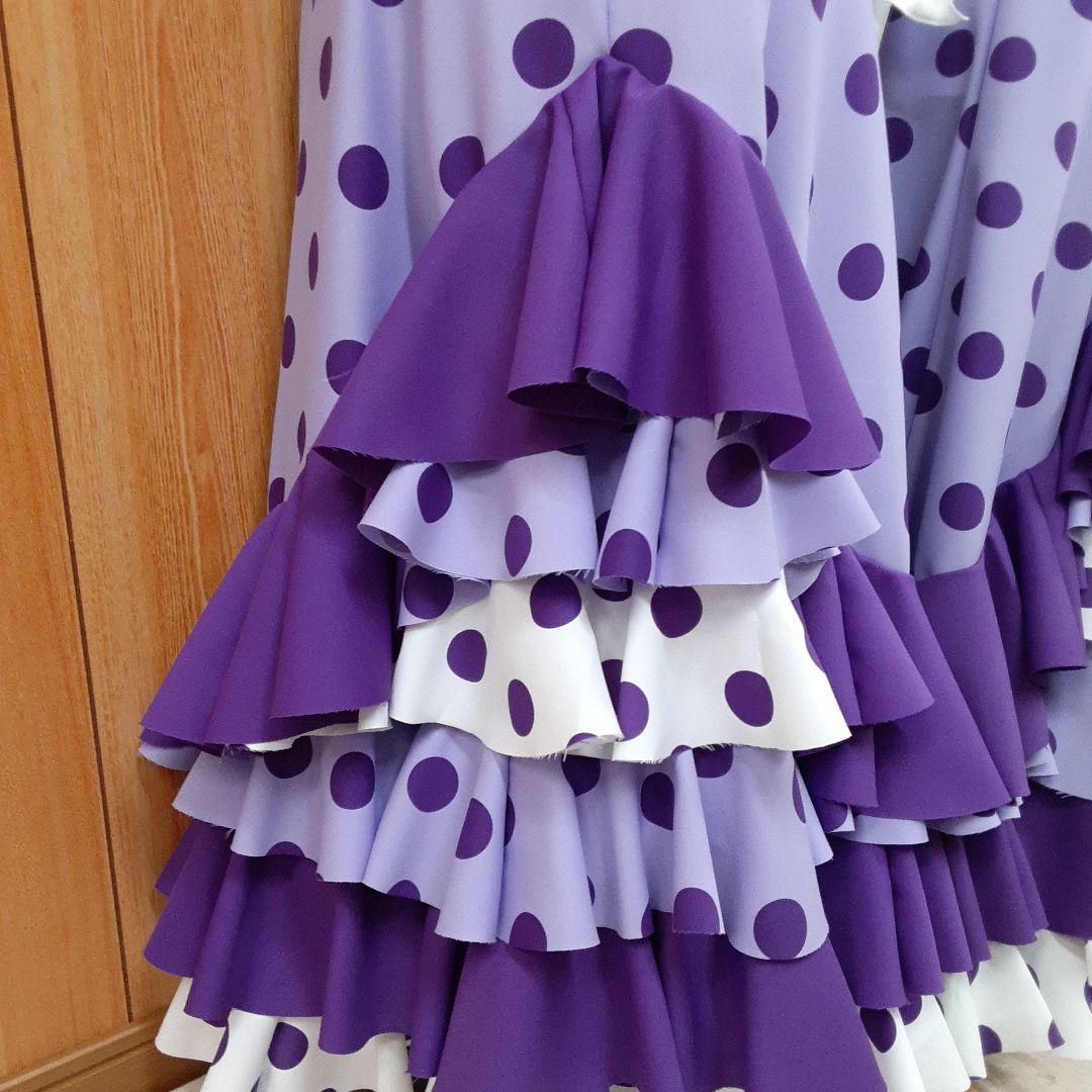 フラメンコ衣装　☆ファルダのみ　115藤色/紫/白エレガントファルダ