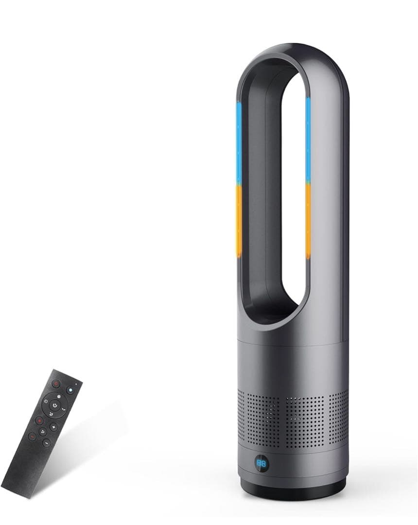 2025最新型タワーファン 扇風機 セラミックヒーター冷暖両用羽根なし