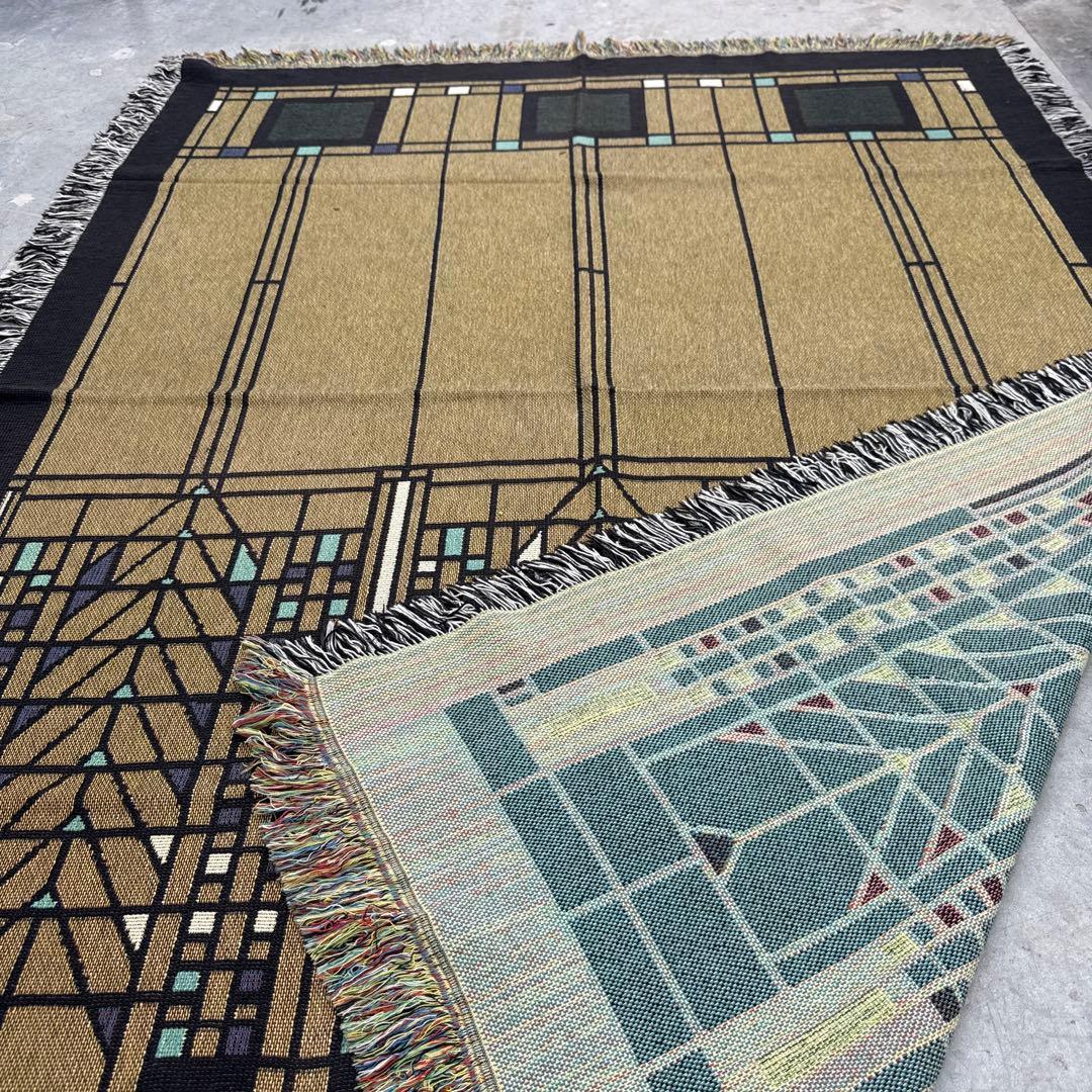 アート柄　マルチカバー　ソファーカバー　ヴィンテージラグ　186x136