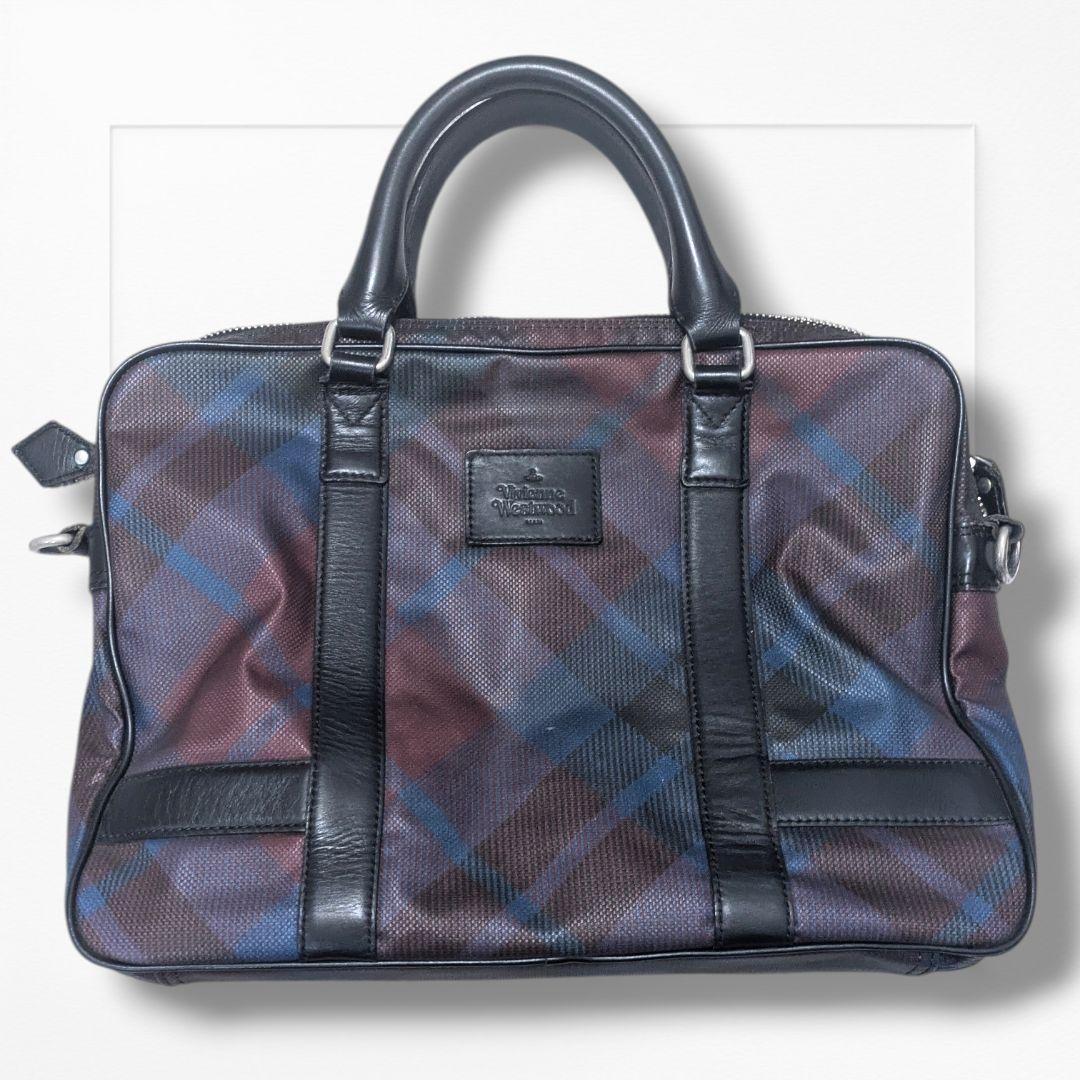 ヴィヴィアンウエストウッド ブリーフケース 2way チェック柄 PVC