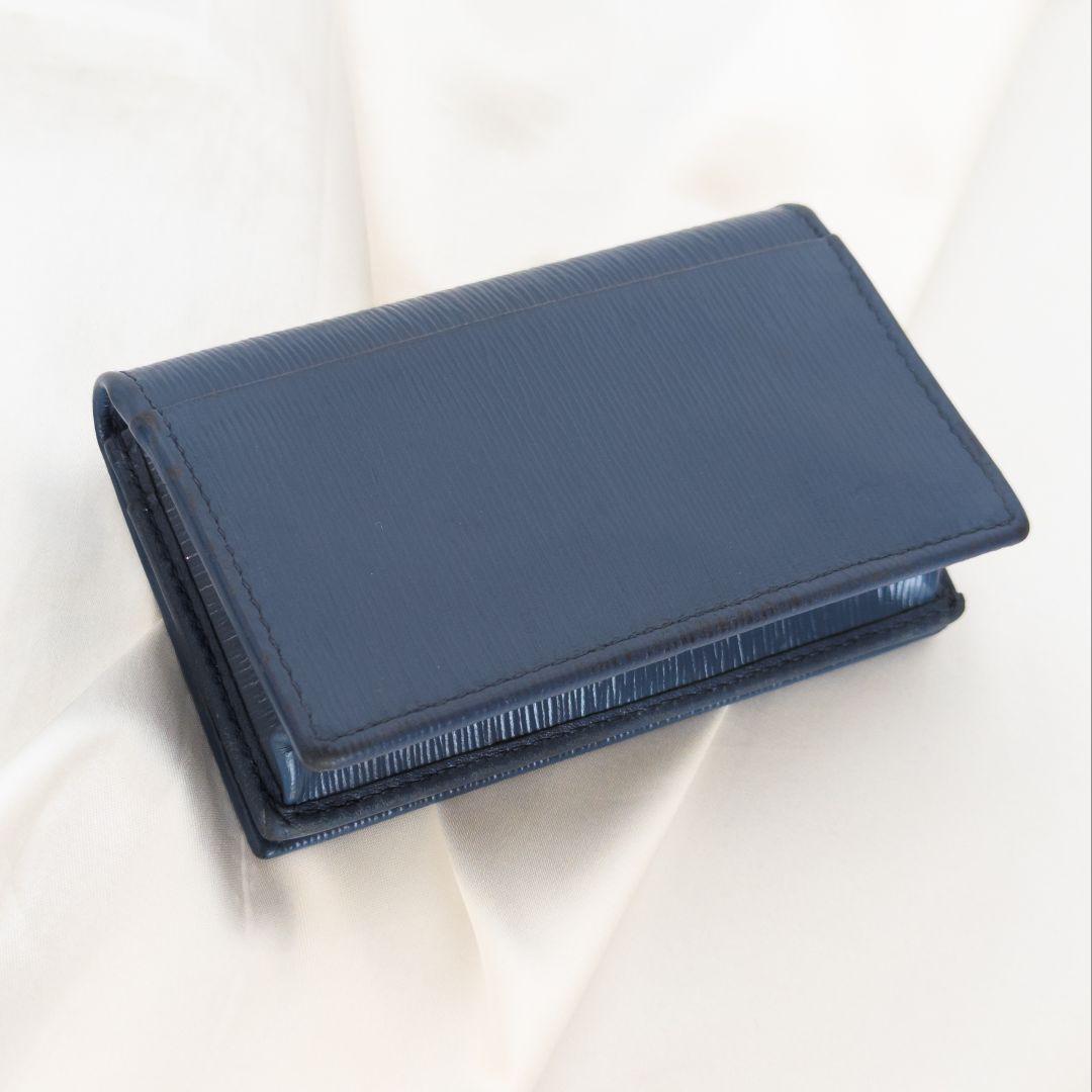 【美品】PRADA プラダ サフィアーノ 名刺入れ カードケース　ネイビー