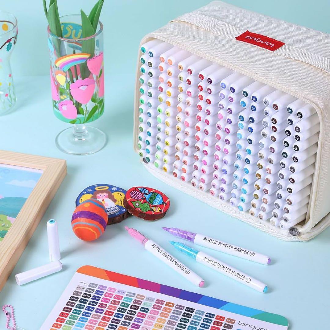 【美品】アクリルマーカー　192色　バック付き　ほぼ未使用　ペン　塗り絵