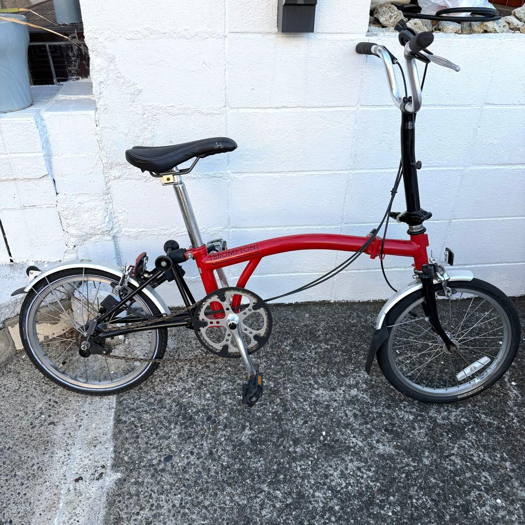 ブロンプトン　自転車本体　赤　折りたたみ自転車　チューブ新品　エアポンプ付き