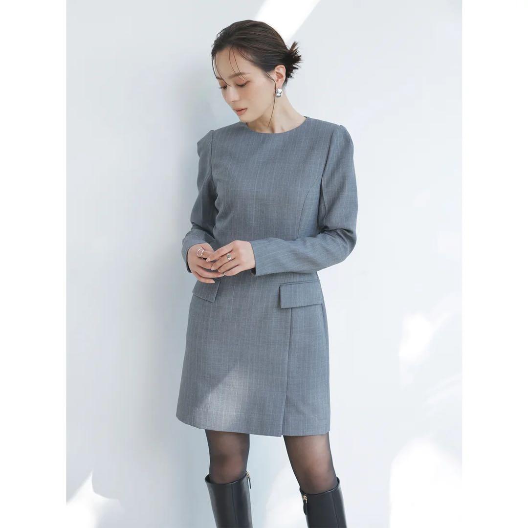 anuans パネルラインミニワンピース グレー　M