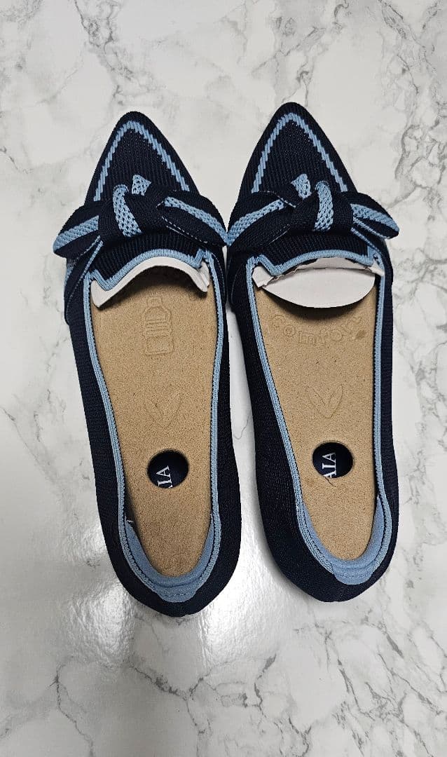 新品未着用♡ VIVAIA ポインテッドトゥ リボン ローファー 37 ネイビー