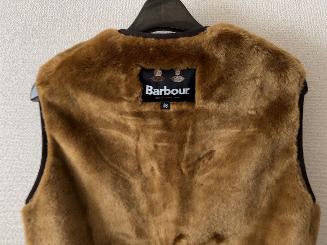 新品未使用★バブアーBarbour SL 36ファー ライナー　ベスト　ブラウン
