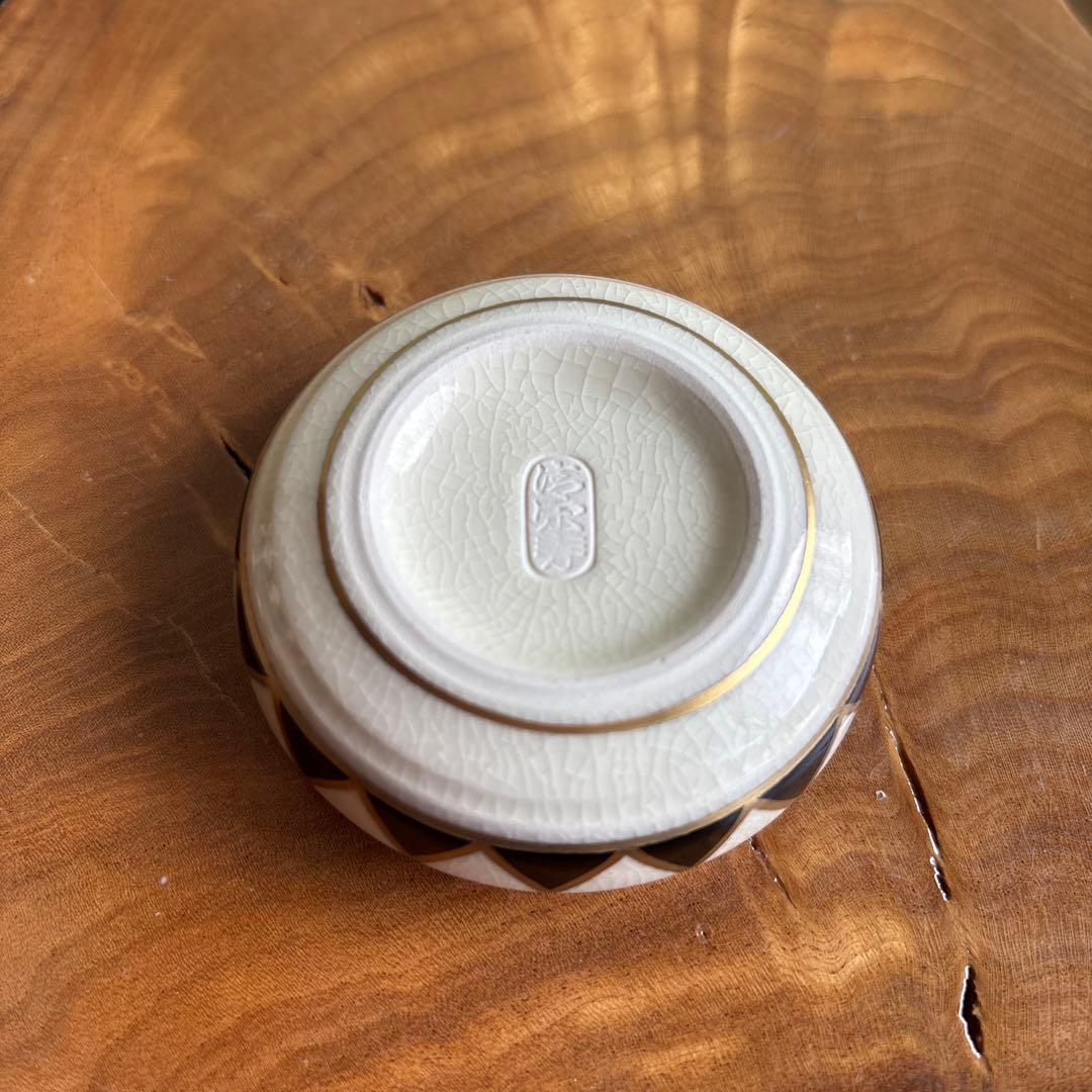 色絵踊り子絵 香合 清閑寺窯造 茶道具 共箱