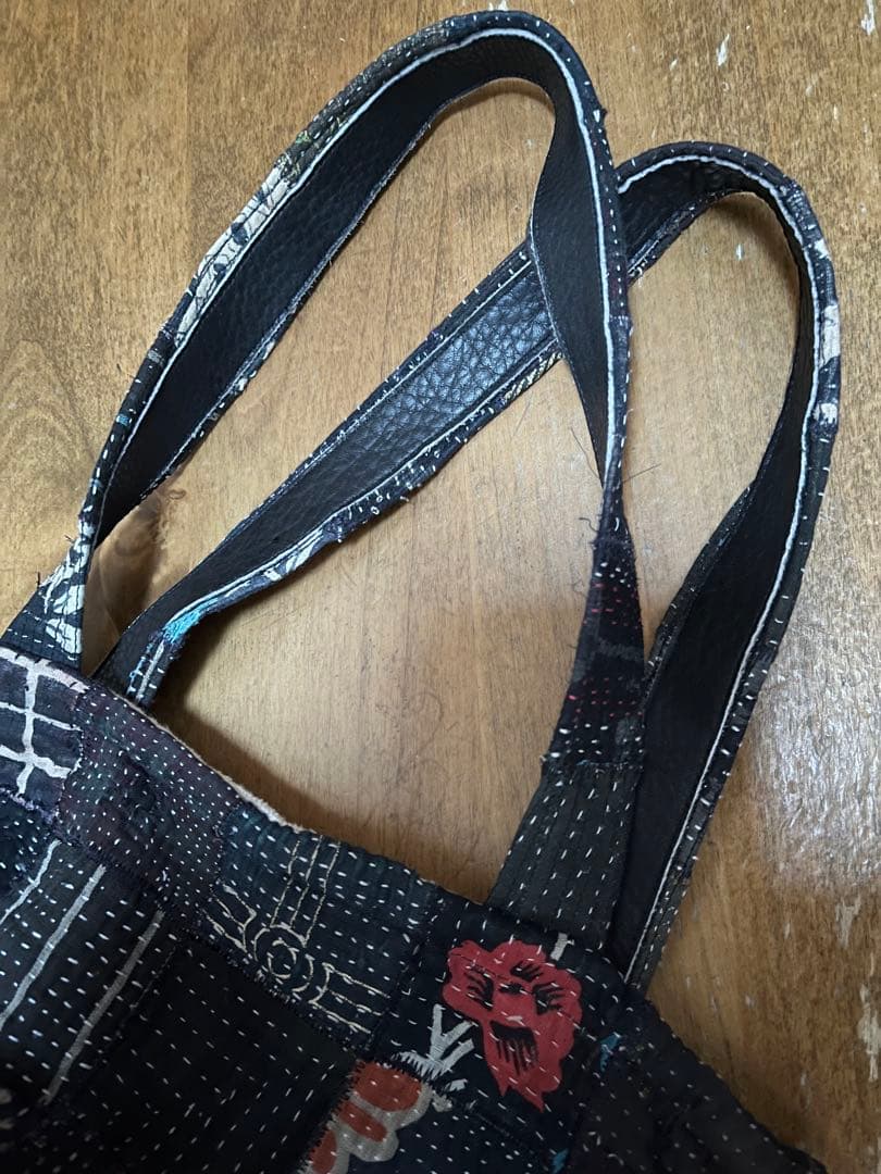 パッチワーク＆くるみ籠バッグ インド刺子 ハンドメイドメイド