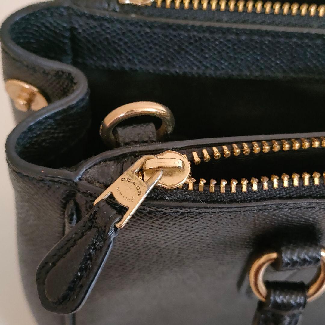 COACH 本革 ミニサリー キャリーオール ブラック ハンドバッグ