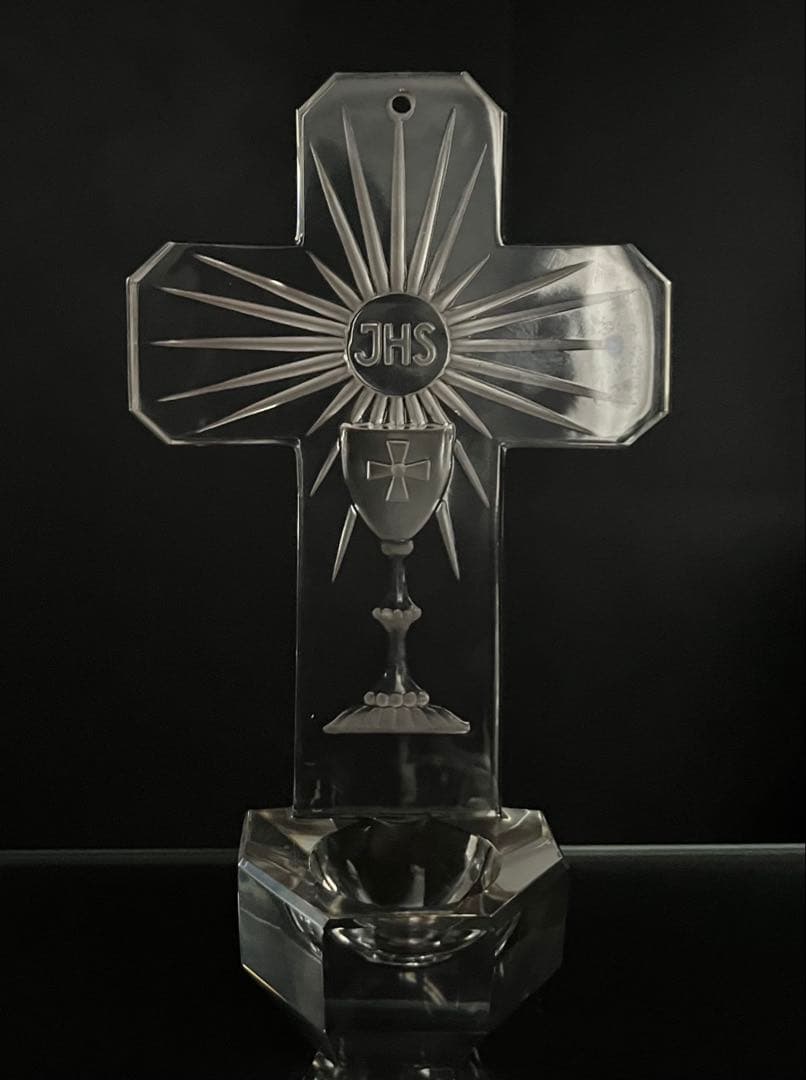 BACCARATバカラ/※極希少型 美品　キリスト クロス十字架　壁掛け聖水盤