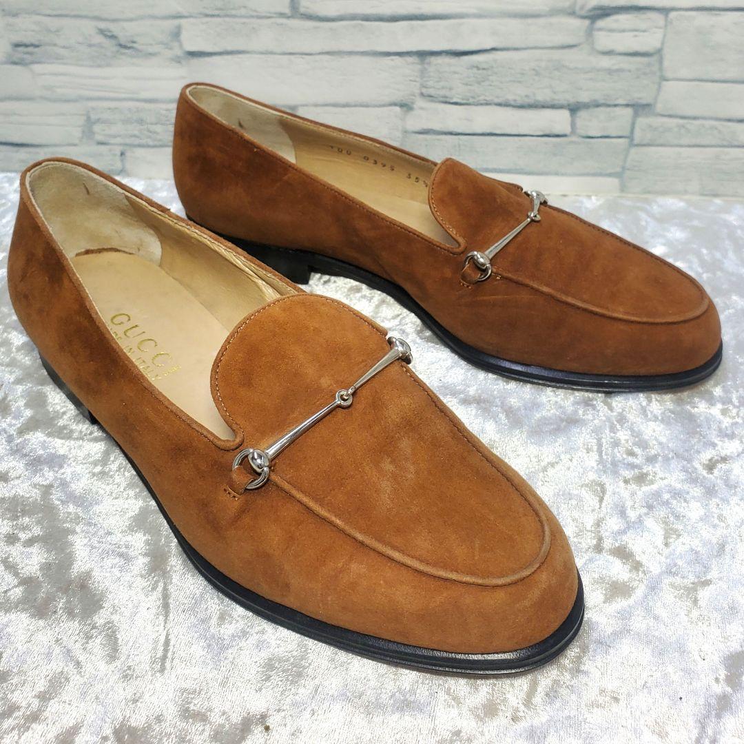 【極美品】✨GUCCI 22.5cm 革靴 茶 スエード ビット金具 35.5