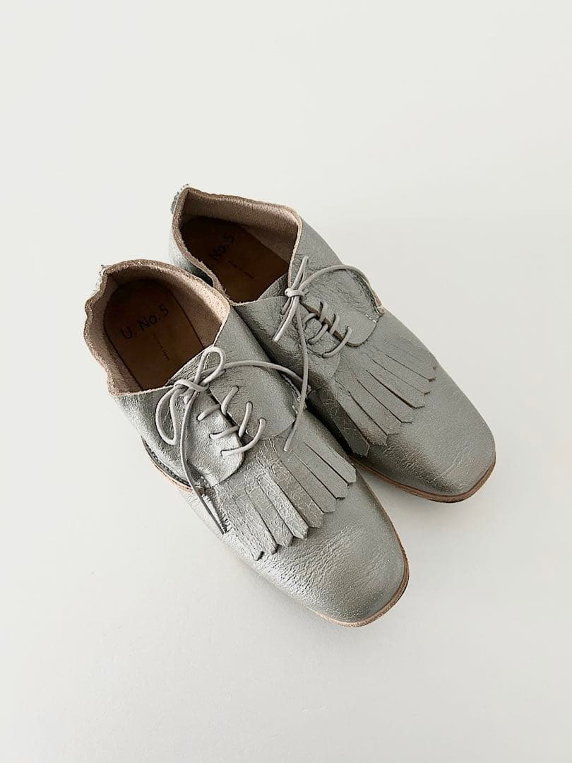 【美品】U.No.5　KILT SHOES　シルバー　サイズ6　USサイズ8