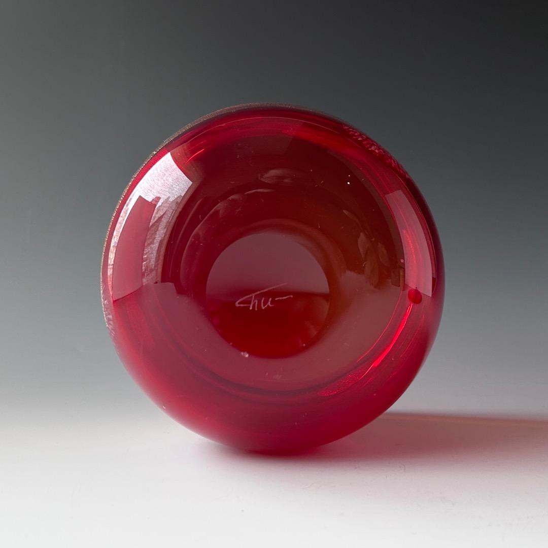 茶道具　金彩　ガラス　水指　銘「花火」石橋忠三郎　共箱　工芸　夏　茶会