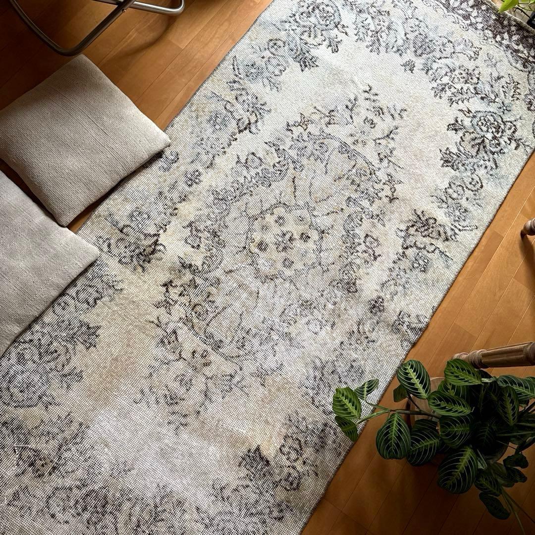 88×211 ナチュラルカラー　ブラウン　メダリオン　トルコヴィンテージラグ