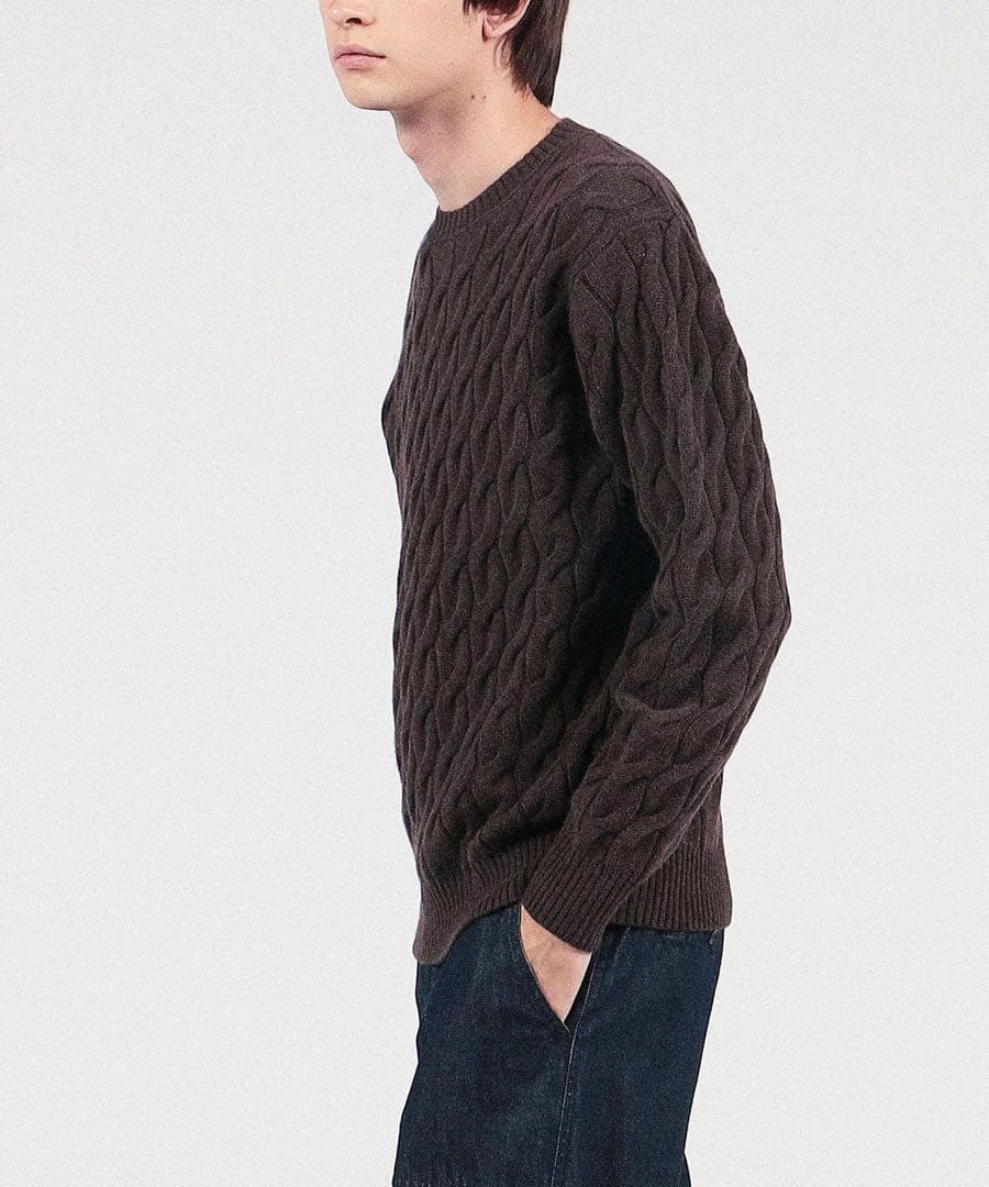 新品★ウール ケーブルニット ブラウン L TOMORROWLAND¥35200