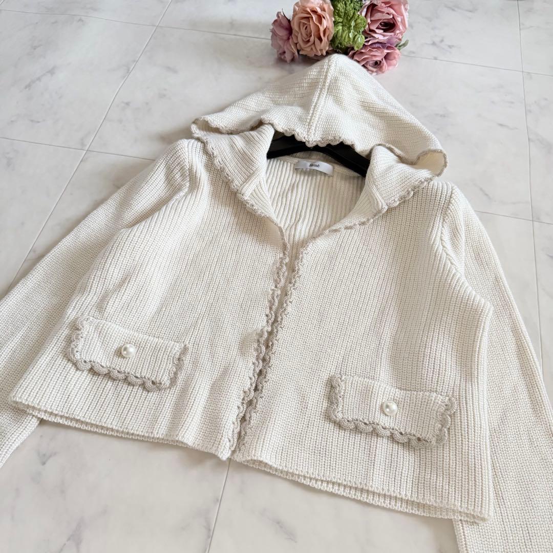 極美品★ルネ 近年モデル 22AW フーデッドニットカーディガン パールボタン