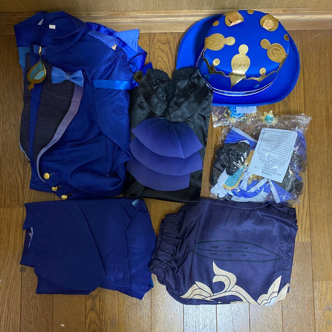 原神　フリーナ 黒　コスプレ　ウィッグ付き　sサイズ