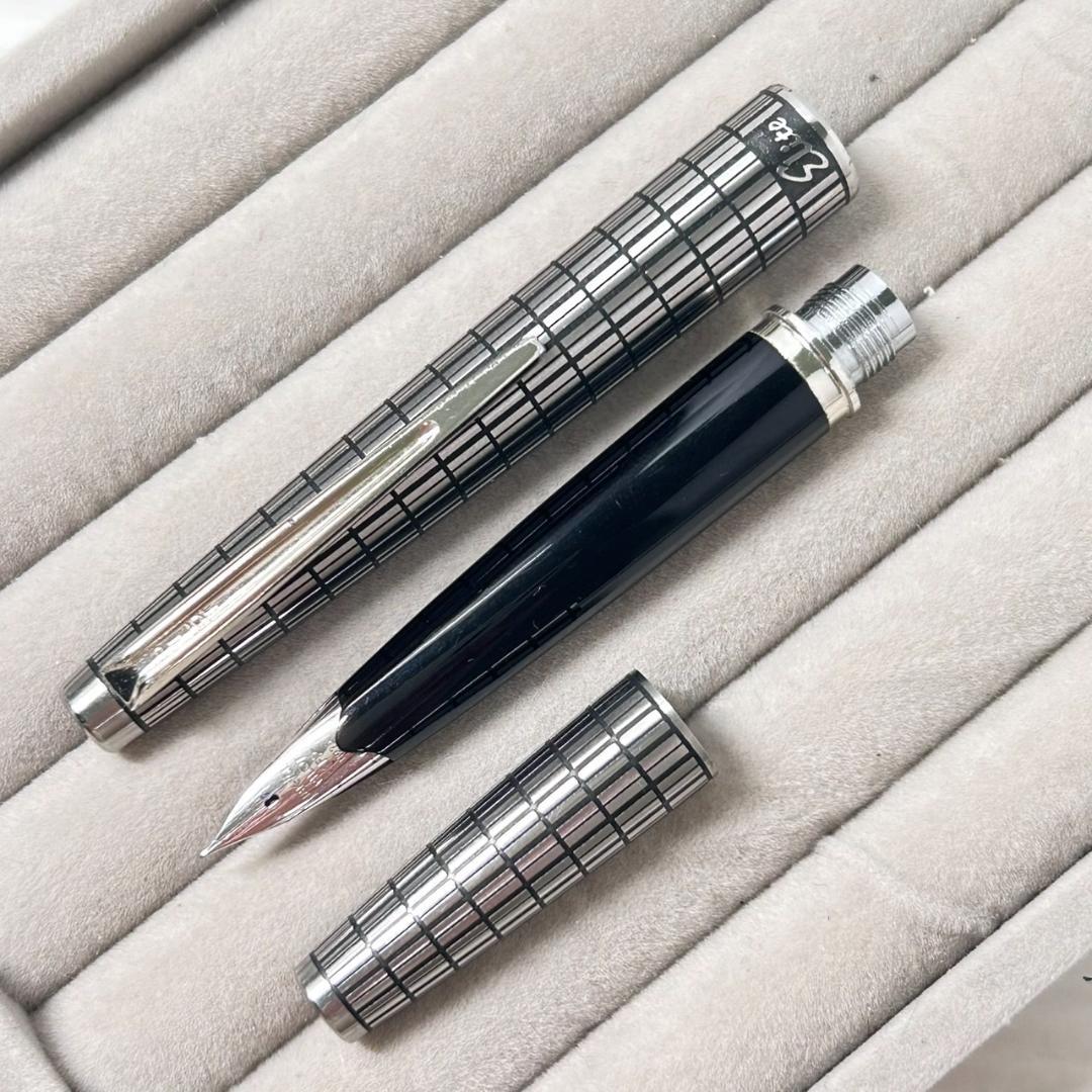 パイロット 万年筆 エリート シルバー格子 H675 18K F レア U128