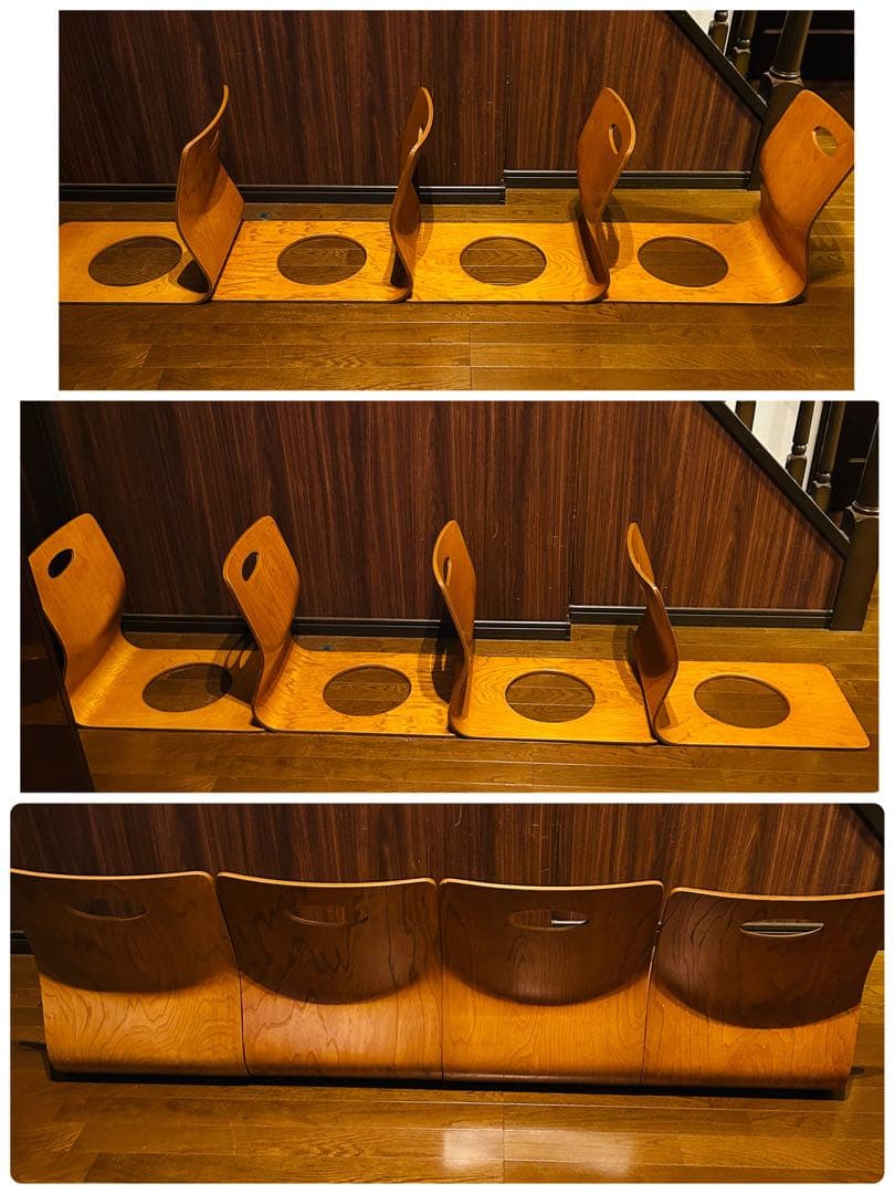 【良品】 曲げ椅子 10脚セット 木製 アンティーク 昭和レトロ